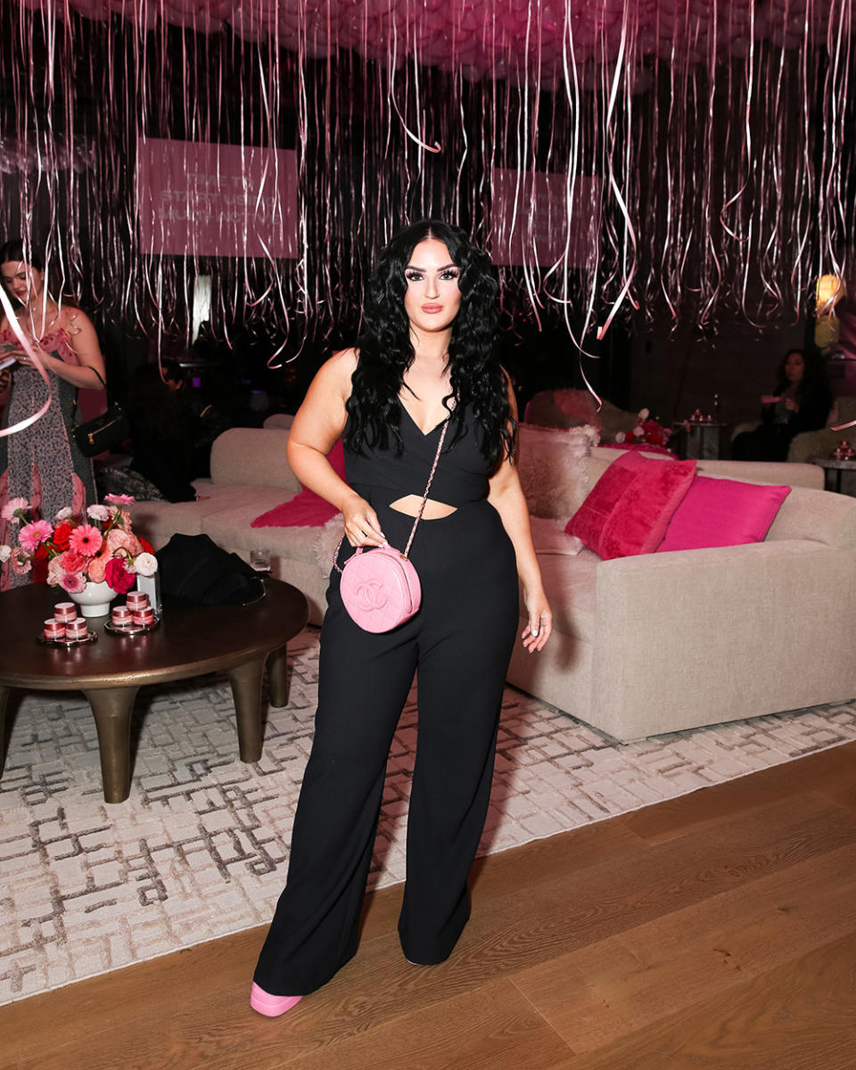 Beauty influencer Mikayla Nogueira Hawken attends a party to celebrate Clarins' latest launch, Multi-Active, at a private residence in Los Angeles on March 15, 2024.