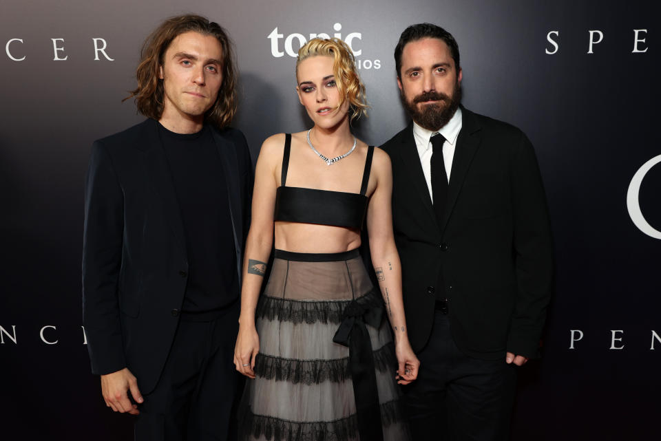 Jack Farthing, Kristen Stewart and Pablo Larraín. - Credit: Eric Charbonneau