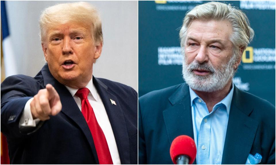 Former President Donald Trump (L) and actor Alec Baldwin (R).