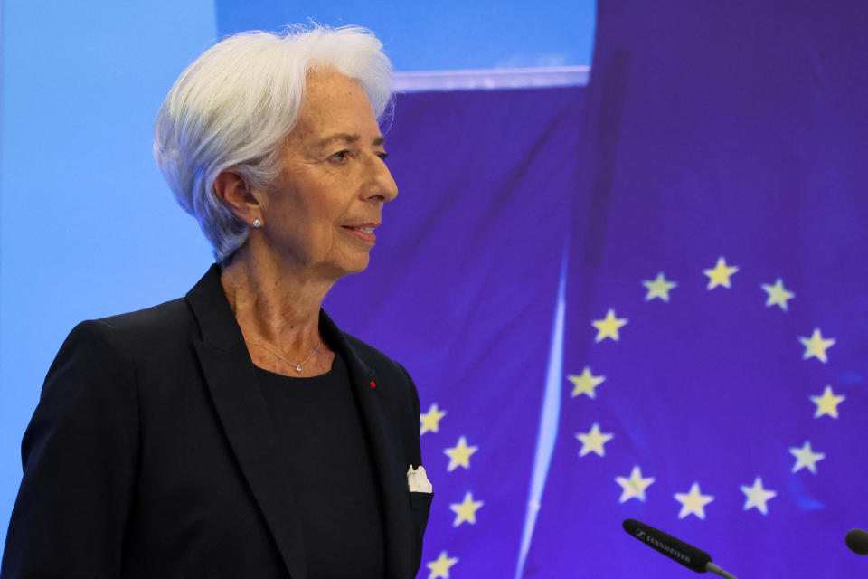 President of European Central Bank (ECB) Christine Lagarde speaks during a news conference following the ECB's monetary policy meeting, in Frankfurt, Germany, July 21, 2022. REUTERS/Wolfgang Rattay