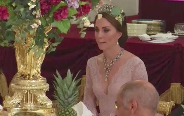 Kate's Marchesa gown could be her most plunging one yet! Photo: Sky News