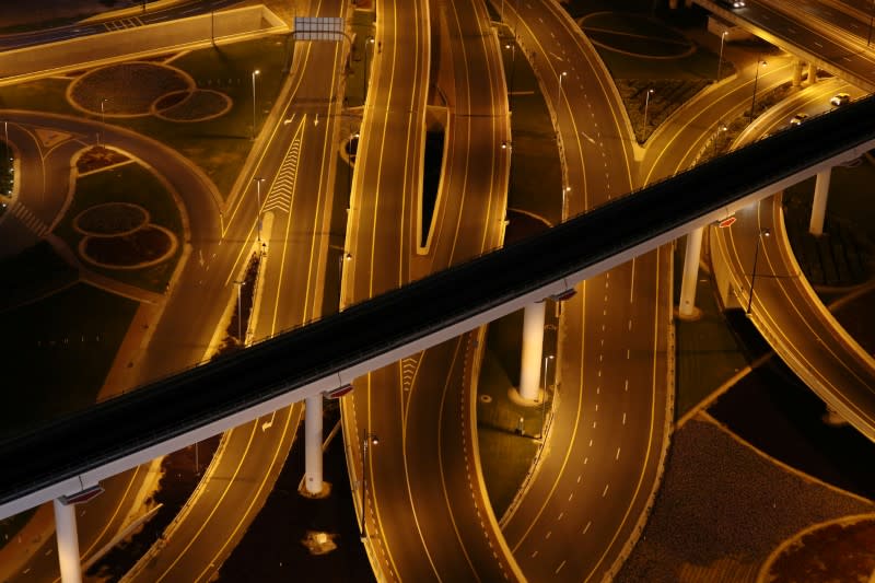 Aerial view of the Sheikh Zayed Road, following the outbreak of coronavirus disease (COVID-19), in Dubai