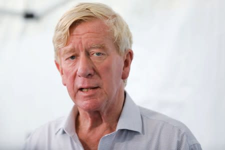 2020 Republican U.S. presidential candidate and former Massachusetts Governor Weld talks to the media at the Iowa State Fair in Des Moines