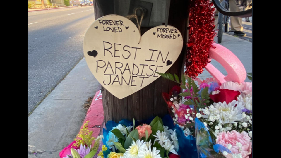 A vigil was held for Janet Young, who was killed in a hit-and-run in Bell Gardens, on Sunday, April 7, according to her family.
