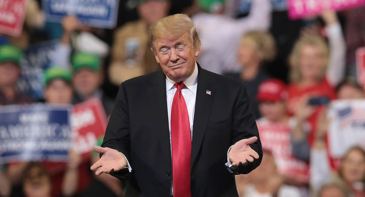 President Trump at a campaign rally in Council Bluffs, Iowa, on Tuesday. (Photo: Scott Olson/Getty Images)