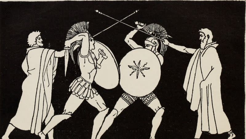 Illustration of Hector and Ajax from the 1911 “The story of the Iliad.”