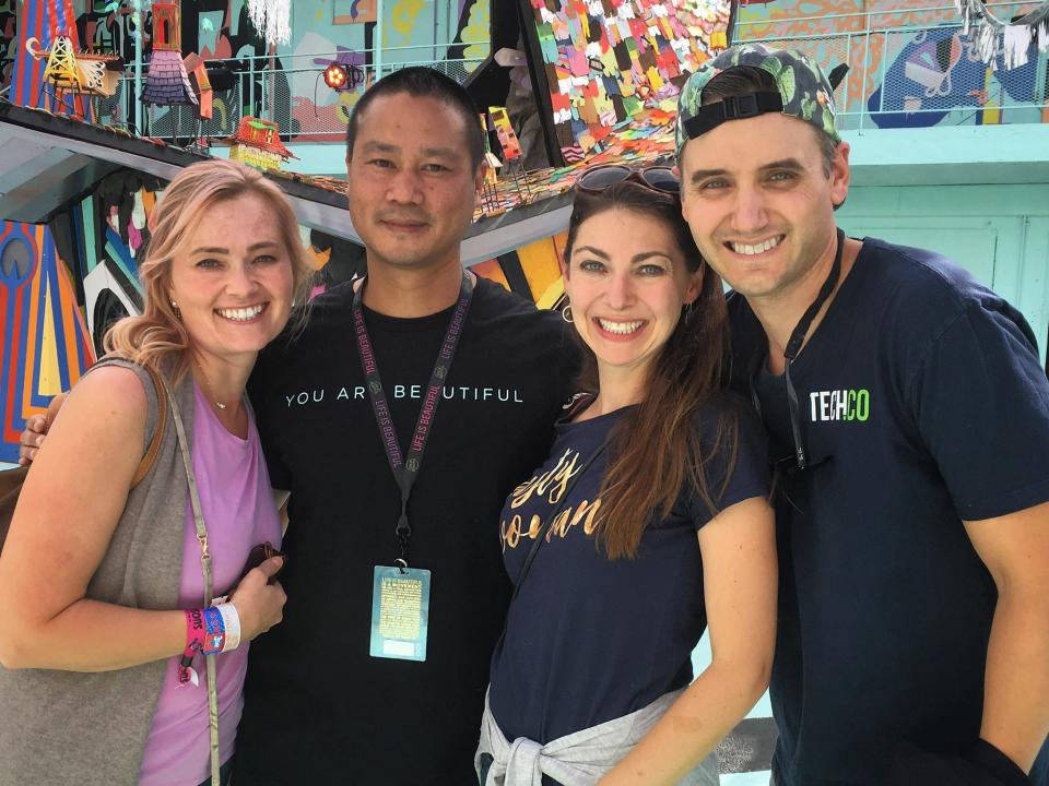 Oksana Petrichenko Tony Hsieh Jen Consalvo Frank Gruber at Life Is Beautiful 2018.JPG