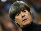 Germany's head coach Joachim Loew looks down prior the UEFA Nations League soccer match between The Netherlands and Germany at the Johan Cruyff ArenA in Amsterdam, Saturday, Oct. 13, 2018. (AP Photo/Peter Dejong)