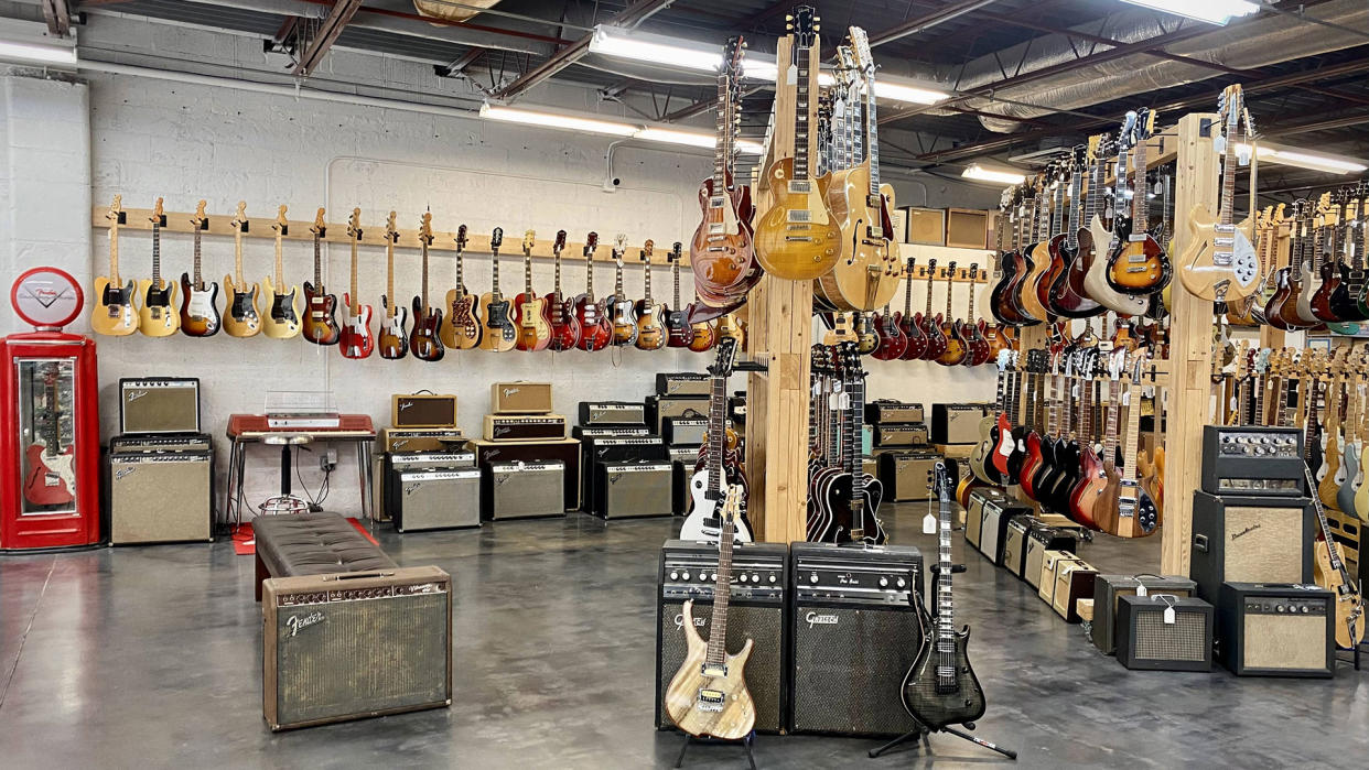  The interior of the Guitar House of Tulsa store. 