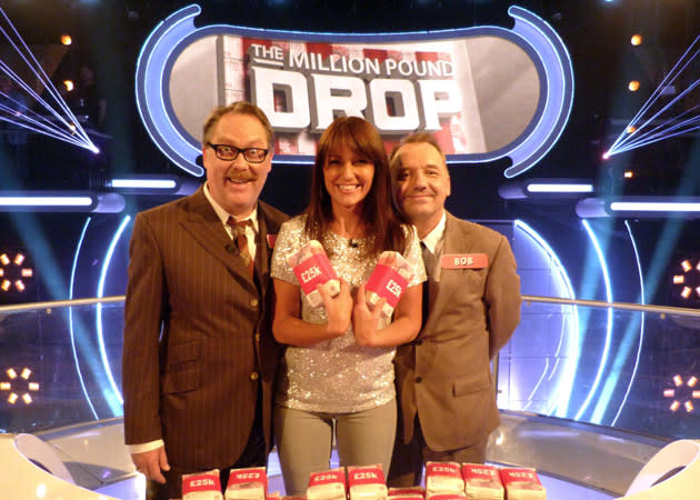 <b>The Million Pound Drop Live (Fri, 9pm, C4) </b><br><br> Channel 4 tells us that this special live edition of the noisy, hectic and curiously addictive game show will "commemorate a historic summer of sport." And what could celebrate the Olympic spirit better than Natalie Cassidy and Frankie Cocozza? They are among the "teams of celebrity friends" who will attempt to hold onto as much of the million quid as they can, all proceeds to Paralympic and disability-related charities. They're obviously allowing teams of celebrity frenemies on as well, because here come Steps too. Over eight shows, the celeb teams are competing in symphony for a special bonus cash prize for the charities. Hosted by Davina McCall, also appearing are Olympians Colin Jackson and Jonathan Edwards, and er, Jedward. This first show sees Vic Reeves and Bob Mortimer take their chances.