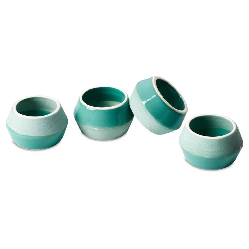 7) Two-Tone Ceramic Napkin Rings (4)