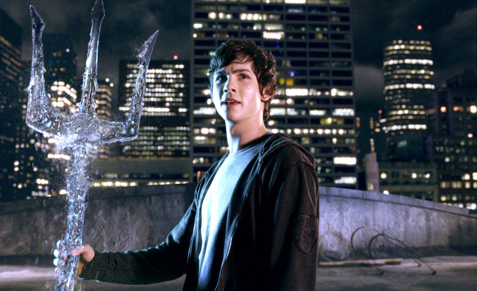 Logan Lerman from "Percy Jackson & the Olympians: The Lightning Thief" holding a trident