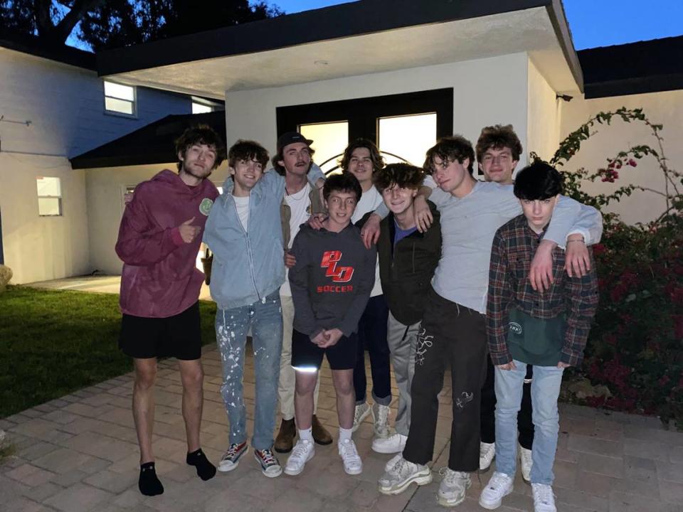 The crew at Unxpectd: From left, Henry Clay graduates Jackson Broyles, Dylan Holder, Luke Hutcherson, Matthew Nichols, founder and CEO Ryan Sullivan, Finley Williams and Hunter Baker, with TikTok influencers Alec Carleson and Jakob Greer of Unxpectd.