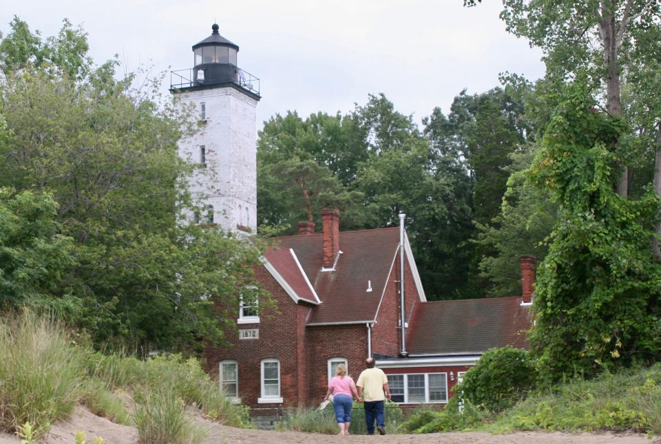 The historic lighthouse at Presque Isle State Park in Erie, Pennsylvania