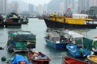 A Hong Kong ship is brought into Aberdeen harbour ahead of the arrival of Typhoon Usagi, on September 22, 2013