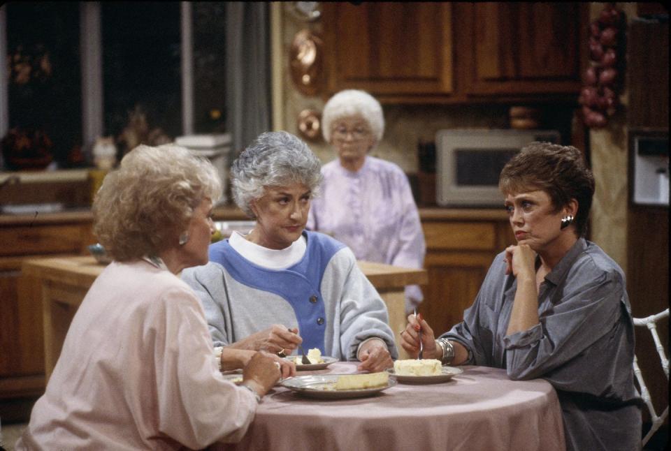 <p>From Dorothy's (Bea Arthur) sarcasm and Sophia's (Estelle Getty) quick-witted one-liners to Blanche's (Rue McClanahan) sassiness and Rose's (Betty White) bless-her-heart moments, <em><a href="https://www.oprahdaily.com/entertainment/tv-movies/g23281531/golden-girls-gifts/" rel="nofollow noopener" target="_blank" data-ylk="slk:The Golden Girls;elm:context_link;itc:0;sec:content-canvas" class="link ">The Golden Girls</a></em> is much more than four women talking about life and love over cheesecake. Sure, they're pals and confidantes. But they're also living proof that laughter truly is the best medicine—<em>and </em>an inspiration for aging gracefully. </p><p><a class="link " href="https://www.amazon.com/Pilot-The-Golden-Girls/dp/B00J1ZNTYY/?tag=syn-yahoo-20&ascsubtag=%5Bartid%7C10063.g.37608731%5Bsrc%7Cyahoo-us" rel="nofollow noopener" target="_blank" data-ylk="slk:Watch Now;elm:context_link;itc:0;sec:content-canvas">Watch Now</a></p>