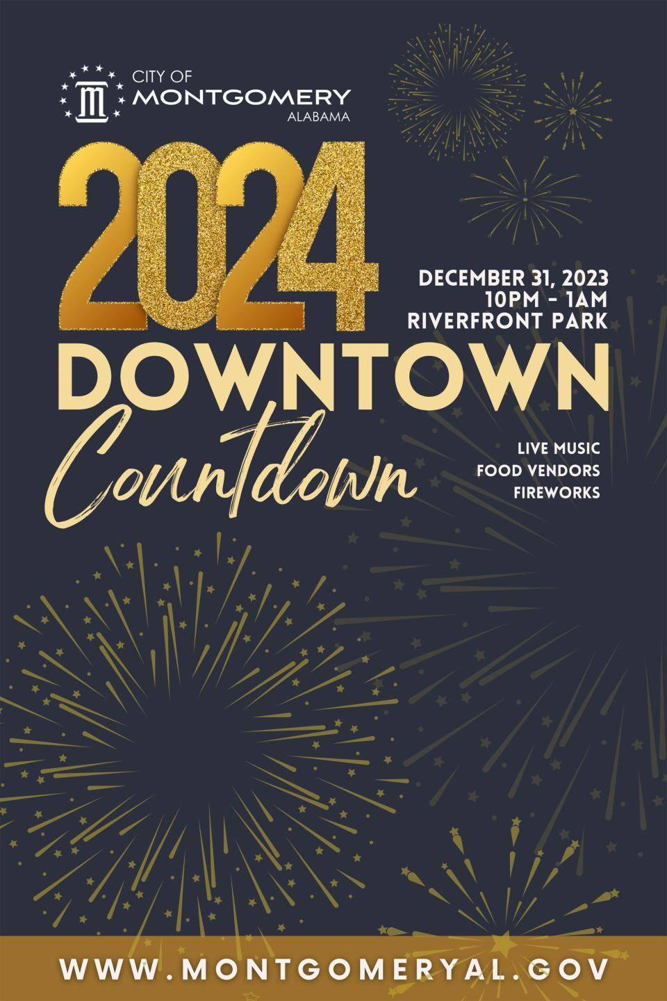 Montgomery's 2024 Downtown Countdown is happening Dec. 31 at Riverfront Park.