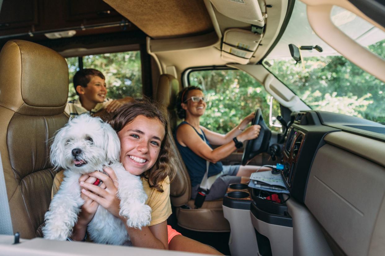 Family on RV Road Trip during summer vacation