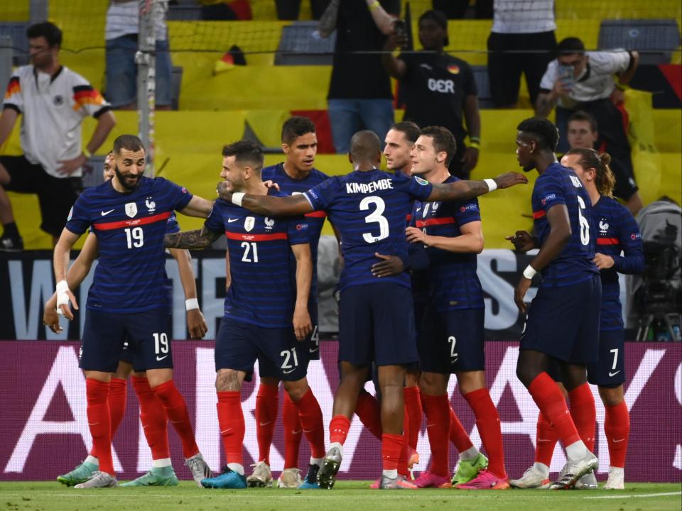 France celebrate taking the lead (AP)