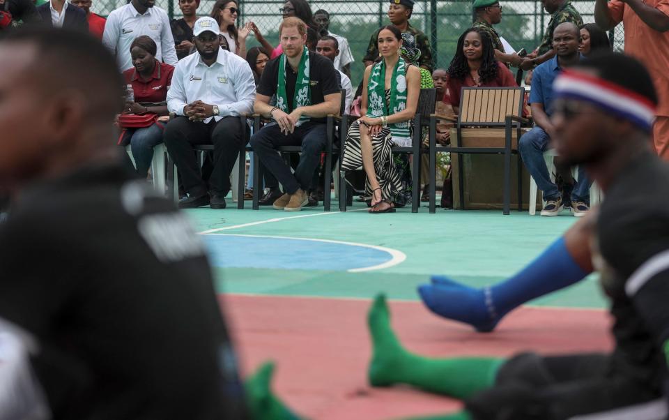 Duke and Duchess of Sussex watching sitting volleyball game