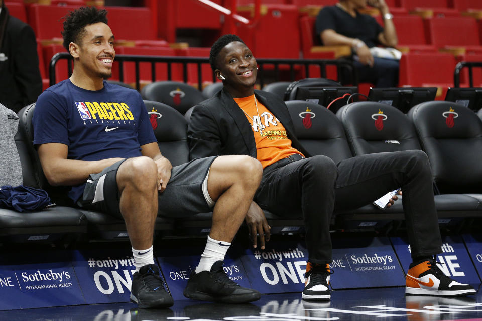 Malcolm Brogdon and Victor Oladipo have only played 242 minutes together this season. (Michael Reaves/Getty Images)