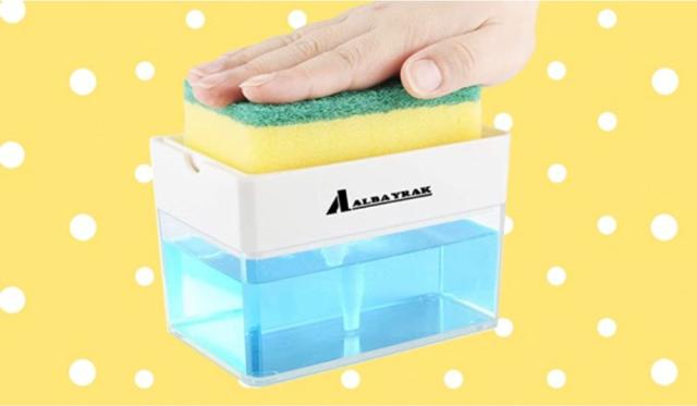 Soap-dispensing sponge holder is on sale at