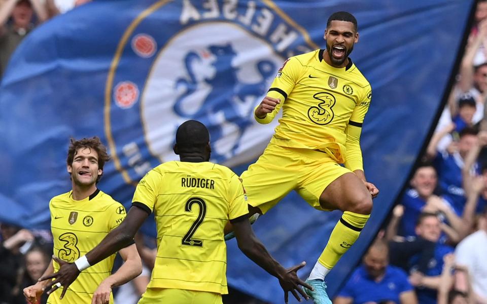 Ruben Loftus-Cheek celebrates with his Chelsea team-mates after scoring the opening goal  - AFP