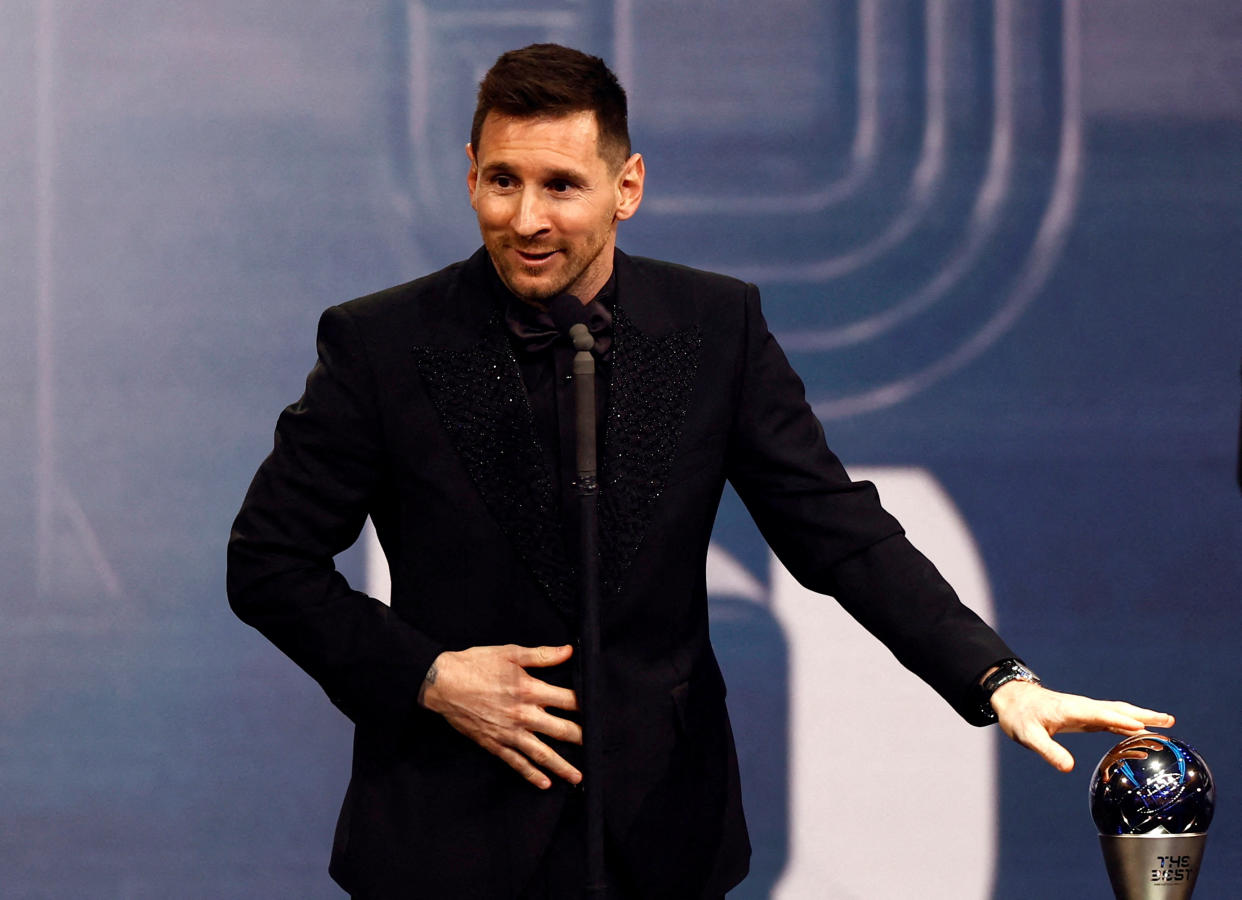 Soccer Football - The Best FIFA Football Awards - Salle Pleyel, Paris, France - February 27, 2023 Paris St Germain&#39;s Lionel Messi winner of The Best FIFA Player award 2022 REUTERS/Sarah Meyssonnier     TPX IMAGES OF THE DAY