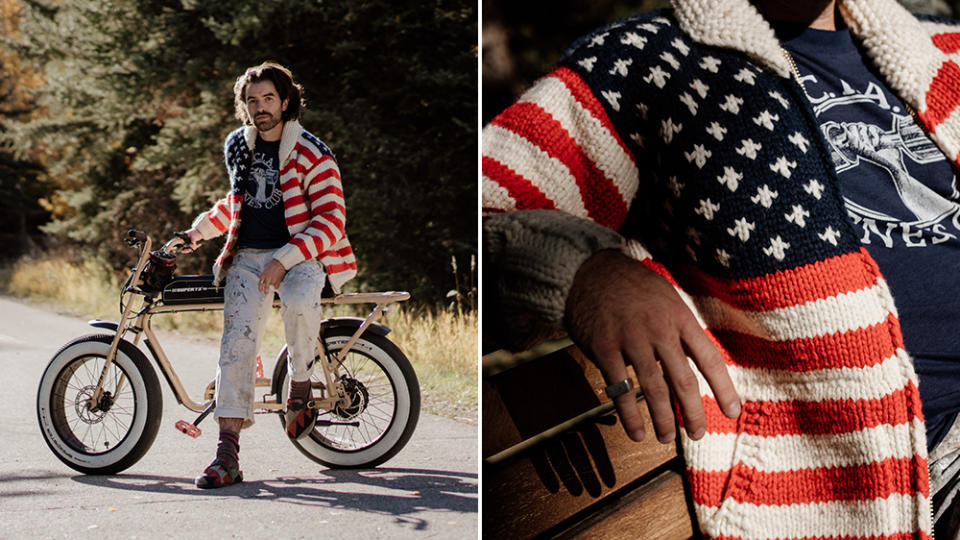 Res Ipsa's American Flag Cowichan sweater is one of its few perennial items. 