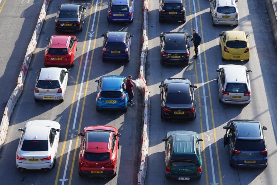 Road congestion was down on Tuesday in several cities compared with the same time last week (Gareth Fuller/PA) (PA Wire)