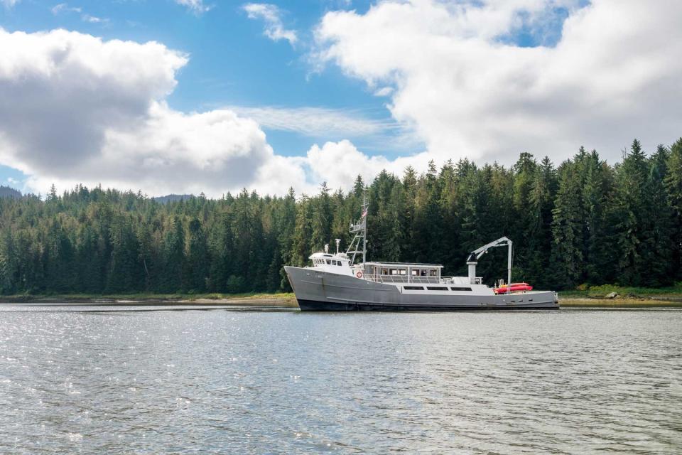 The Kruzof Explorer vessel anchors near Farragut Bay