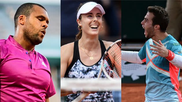 De gauche à droite, les Français Jo-Wilfried Tsonga, Alizé Cornet et Hugo Gaston. (Photo: AFP)