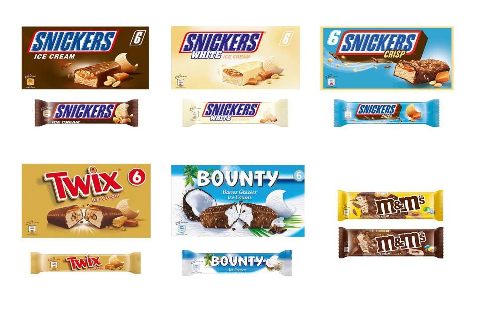 Betroffen sind bestimmte EISCREME-PRODUKTE der Marken SNICKERSÂ®, BOUNTYÂ®, TWIXÂ® und M&M'SÂ®. (Bild: Mars Wrigley (obs))