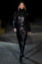 Bundchen wore an all-black ensemble from the fall 2012 collection at the Alexander Wang show.