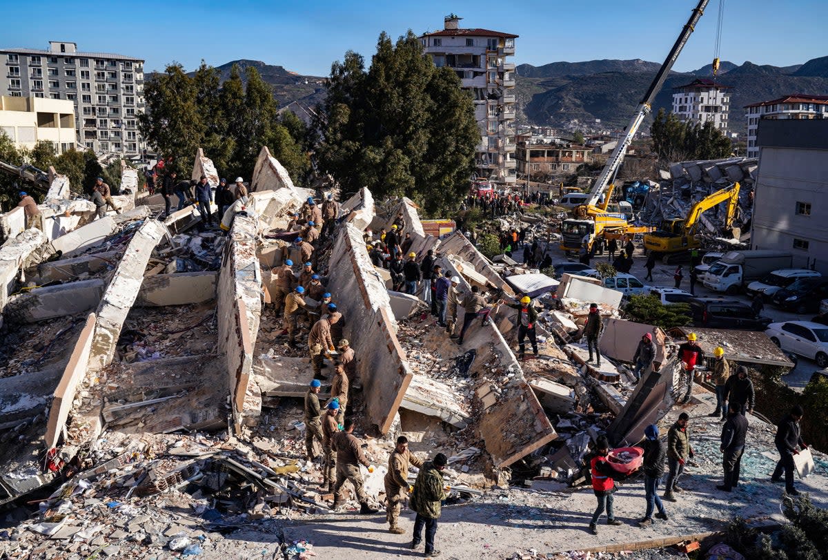 Aerial photo shows the destruction in Hatay, southern Turkey (AP)