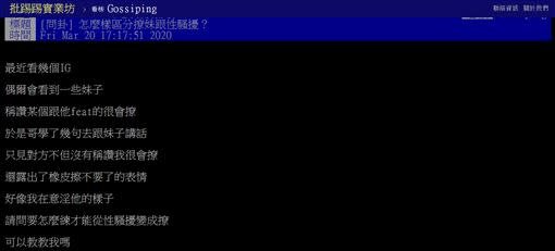 有網友在PTT上發文問卦。（圖／翻攝自PTT）