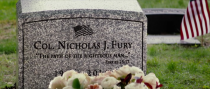 <p> The quote written on Nick Fury&#x2019;s gravestone is a reference to his Pulp Fiction character who famously recites the bible passage Ezekiel 25:17 before murdering a young guy on the orders of Marcellus Wallace. </p>