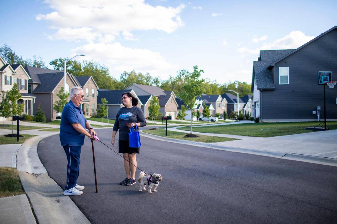 Rep. Cherlynn Stevenson (D) canvass in Lexington, Ky., Thursday, September 22, 2022. Stevenson is the incumbent in Novembers election.