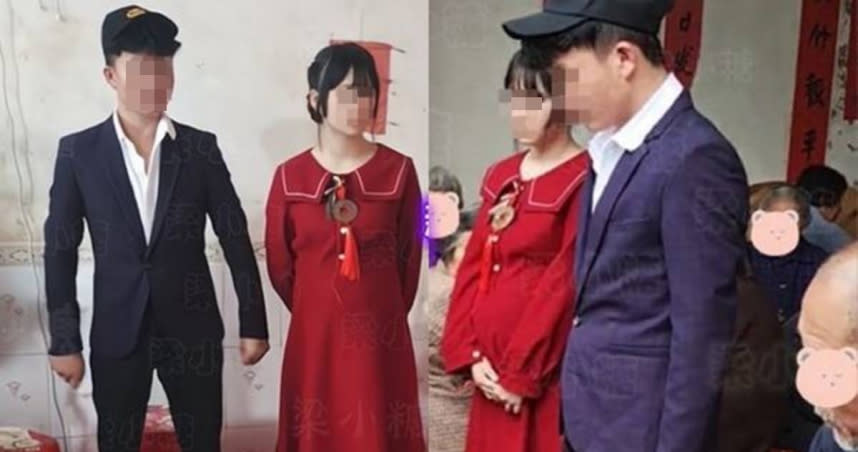 湖南省一對新人結婚，一看明顯就是未成年奉子成婚。（圖／翻攝自《網易》）