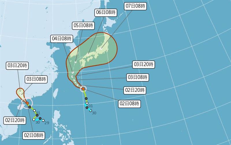 雙颱不會直接威脅台灣。（圖／中央氣象局）