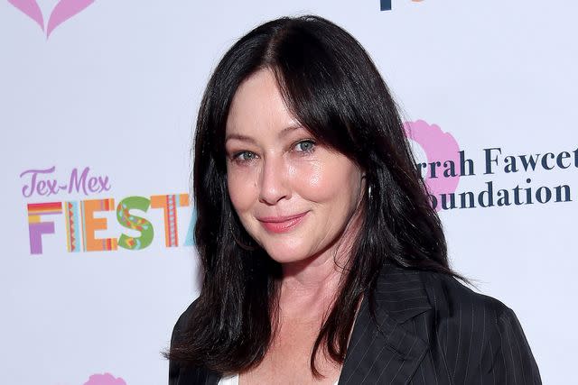 <p>LISA O'CONNOR / AFP</p> Shannen Doherty appears at the Farrah Fawcett Foundation's "Tex-Mex Fiesta" in September 2019