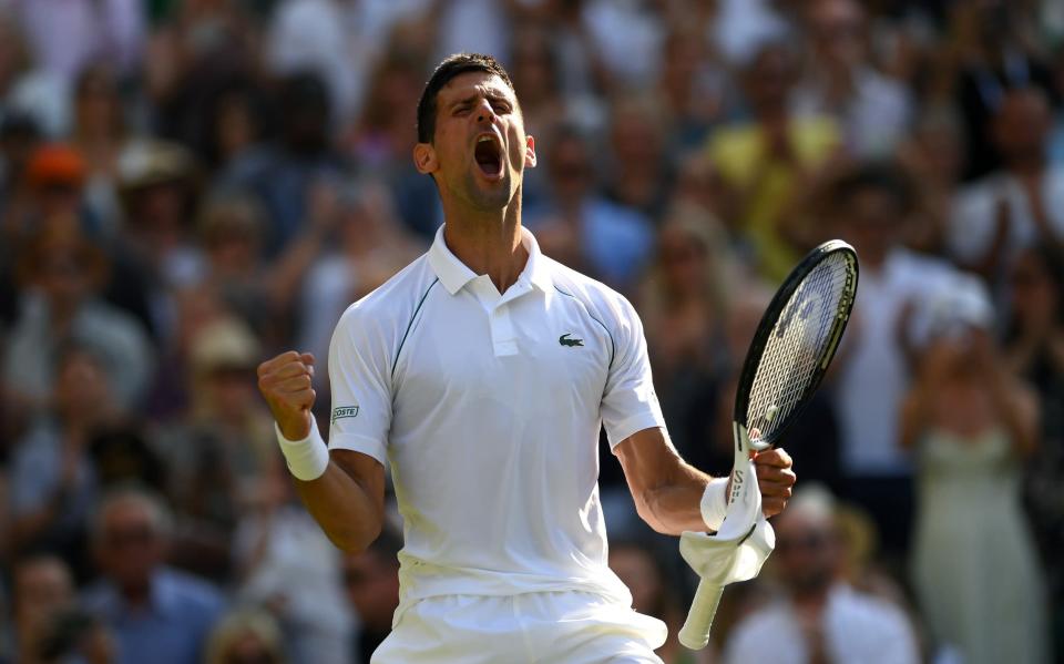 Novak Djokovic de Serbia celebra un punto de partido contra Cameron Norrie de Gran Bretaña - GETTY IMAGES