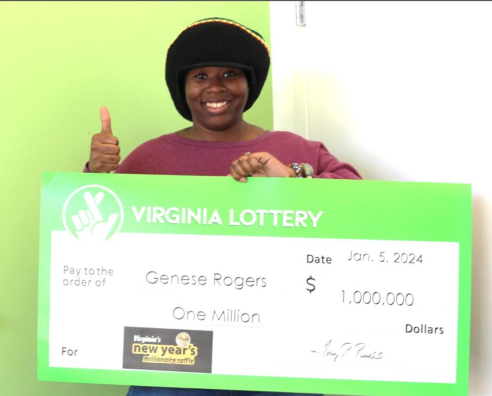 Genese Rogers of Woodbridge won $1 million from Virginia's New Year's Millionaire Raffle.