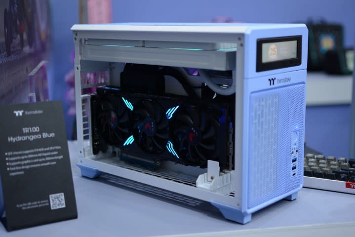 The Thermaltake TR100 mini-ITX PC case showcased at Computex 2024.