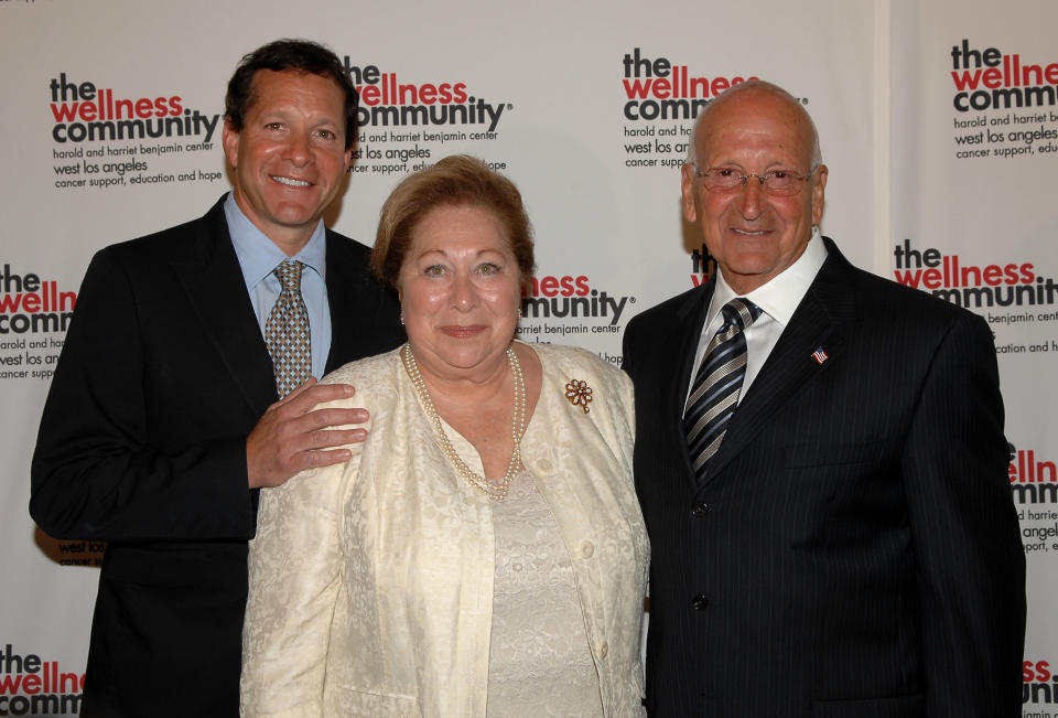 BEVERLY HILLS, CA - MAY 31:  (L-R) Actor Steve Guttenberg, his mother Ann Guttenberg and his father Stanley Guttenberg attend the 