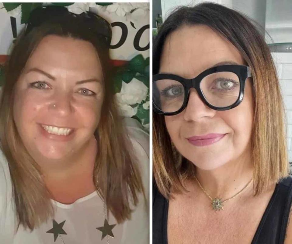 Donna's face before and after her weight loss. (PA Real Life)