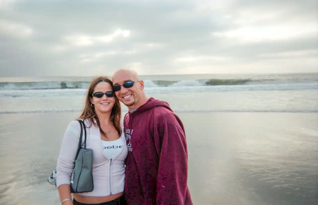 <p>Courtesy Stephanie Langlitz</p> Stephanie Langlitz with teacher Mark Lindrud in Manhattan Beach, Calif., in 2003.