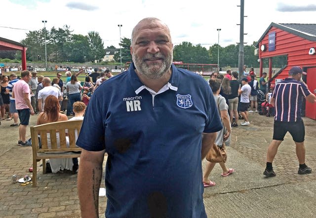 Neil “Razor” Ruddock during a charity football match in Saffron Walden, Essex (Beverley Rouse/PA)