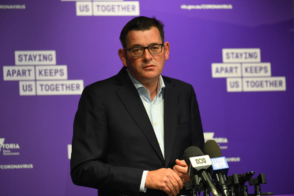 Victorian Premier Daniel Andrews addresses the media during a press conference on Friday. Source: AAP