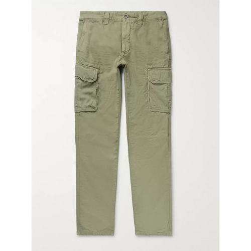 Incotex Slim Fit Cotton and Linen Blend Cargo Trousers
